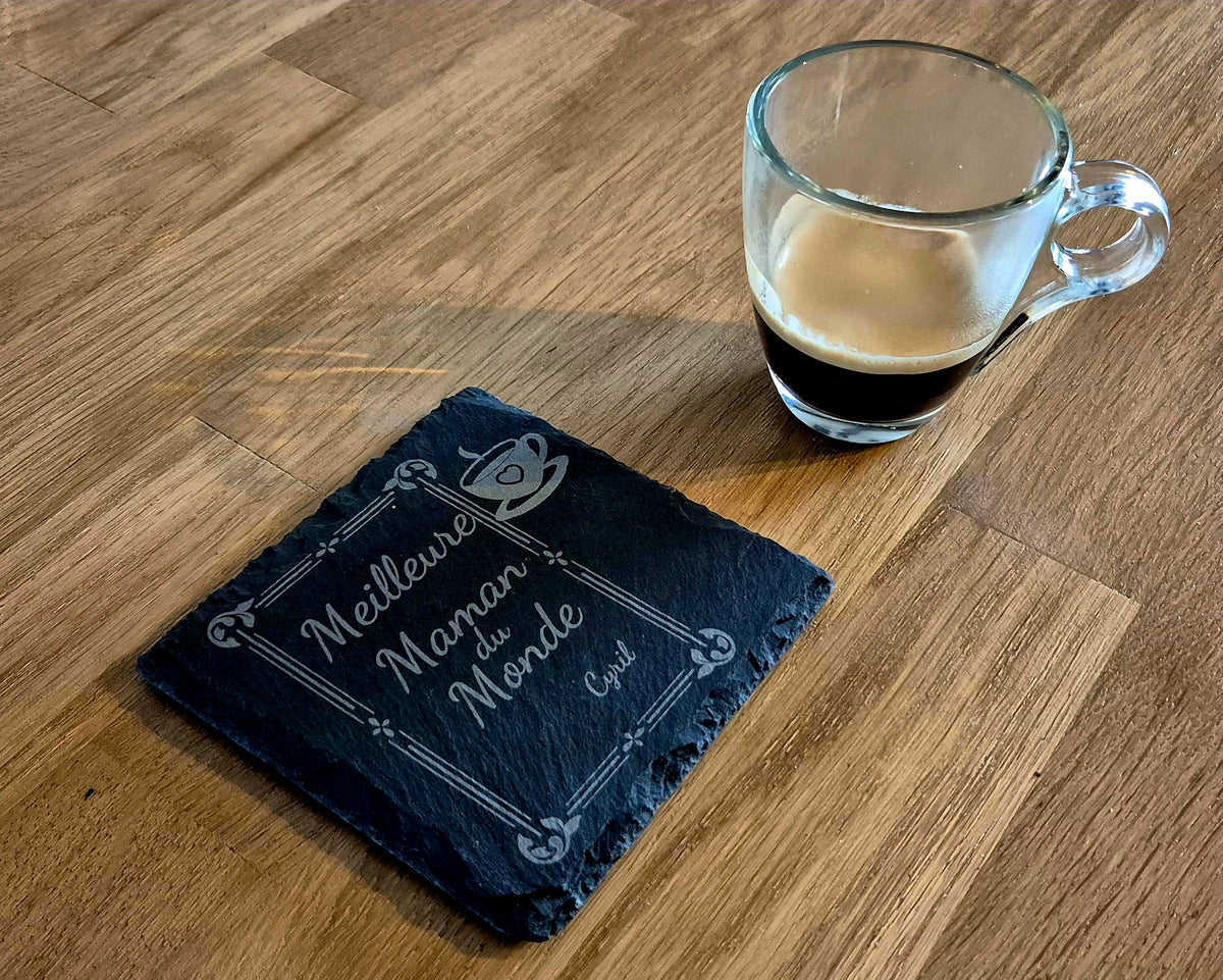Set De 4 sous-Verre en Ardoise avec Photo Personnalisable