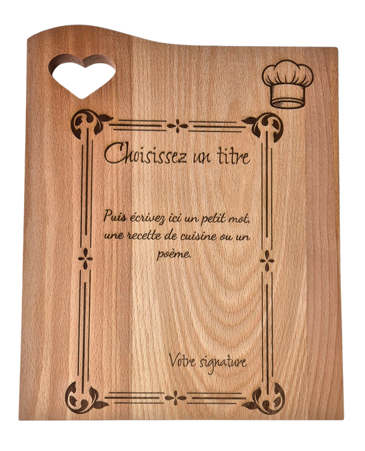 Planche à découper personnalisable en bois - Planche apéro personnalisable – Gravure laser au choix (texte, prénom, signature, pictogramme) – Idée cadeau unique