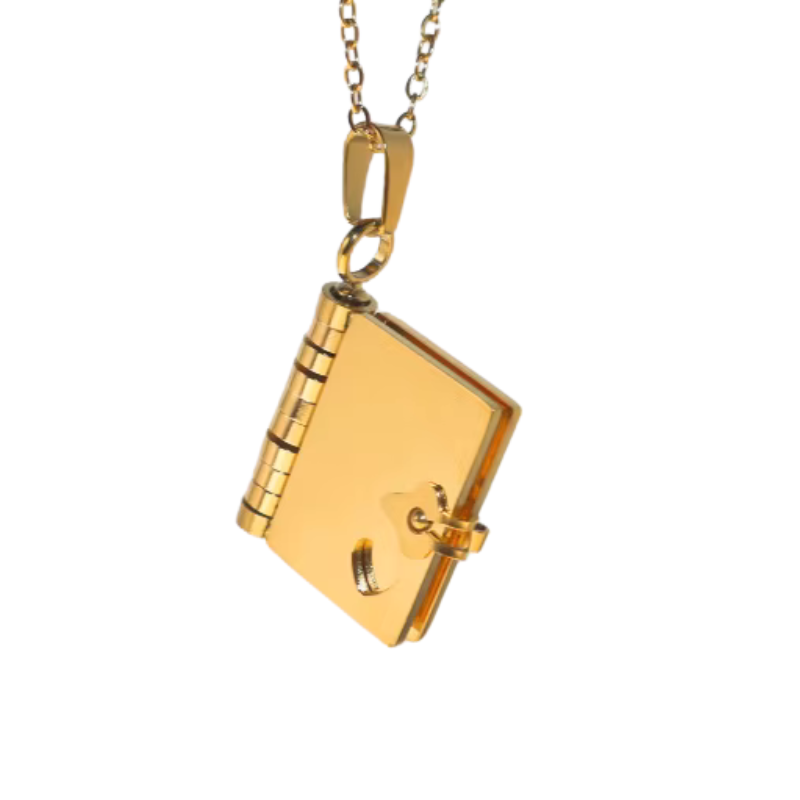 Collier personnalisé Pendentif “Livre Secret” - Bijoux avec Médaillon Gravé