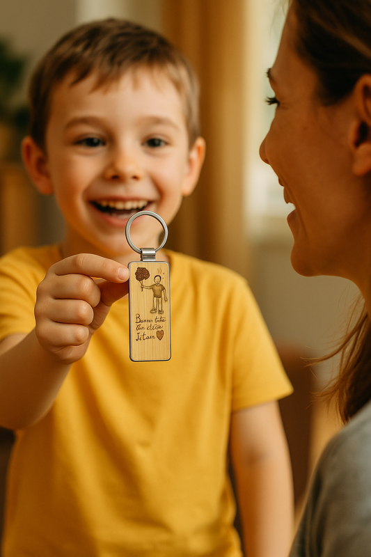 Porte-clés personnalisé avec dessin & mot de votre enfant