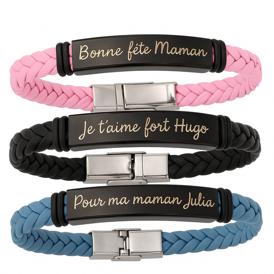 Bracelet personnalisé avec prénom ou message personnalisé - homme ou femme