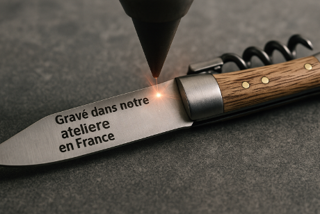 Couteau Laguiole personnalisé avec tire-bouchon – Gravure sur lame – 20 cm déplié