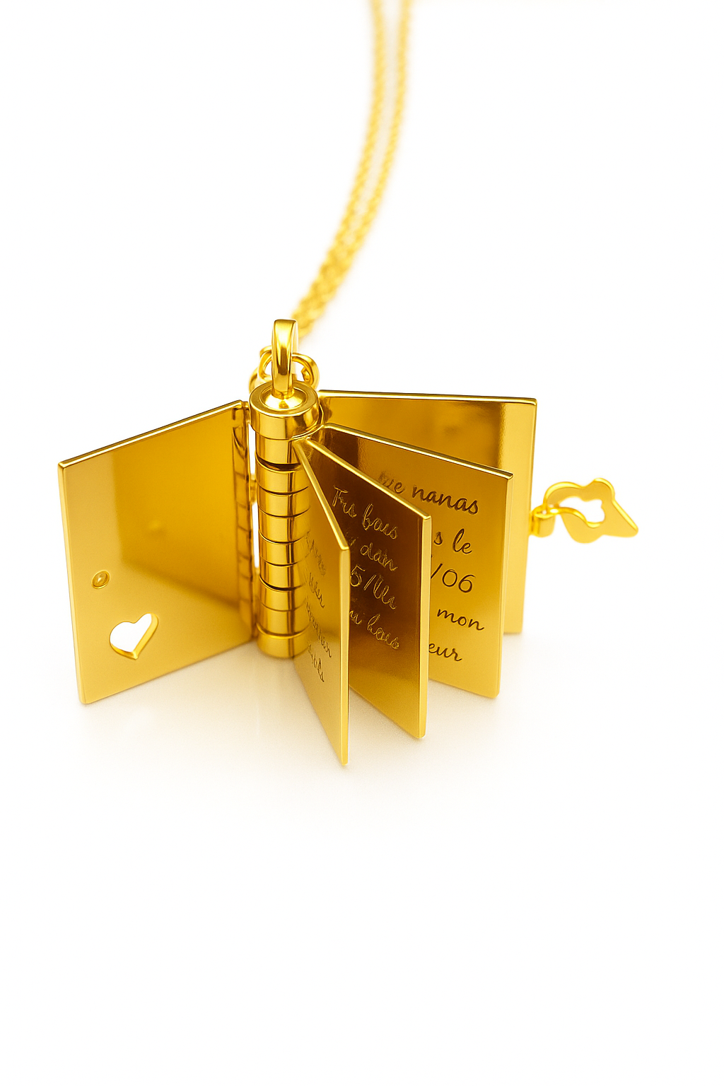 Collier personnalisé Pendentif “Livre Secret” - Bijoux avec Médaillon Gravé