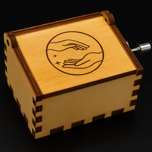 Boîte à Musique Personnalisée en Bois – Gravure Laser sur le Couvercle & Message Intérieur – 4 Designs au Choix (Cœur, Arbre de Vie, Lune, Mains) – Cadeau Naissance, Enfant, Anniversaire